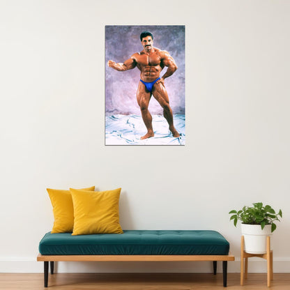Samir Bannout Posing Famous Oldschool Bodybuilder Poster Bodybuilding Workout HD Photo Print Inspirational Gym Decor Athletes Icon Wall Art Weightlifting Artwork