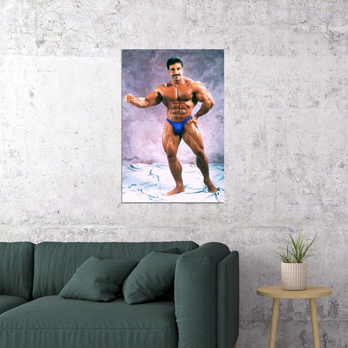 Samir Bannout Posing Famous Oldschool Bodybuilder Poster Bodybuilding Workout HD Photo Print Inspirational Gym Decor Athletes Icon Wall Art Weightlifting Artwork