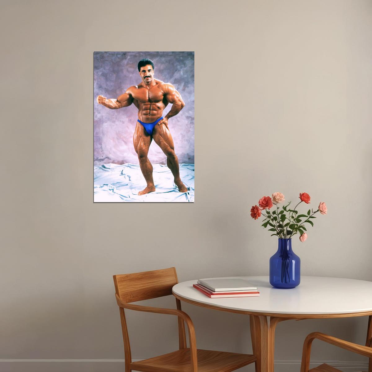 Samir Bannout Posing Famous Oldschool Bodybuilder Poster Bodybuilding Workout HD Photo Print Inspirational Gym Decor Athletes Icon Wall Art Weightlifting Artwork
