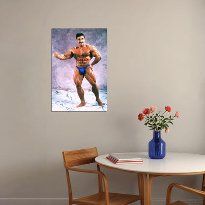 Samir Bannout Posing Famous Oldschool Bodybuilder Poster Bodybuilding Workout HD Photo Print Inspirational Gym Decor Athletes Icon Wall Art Weightlifting Artwork