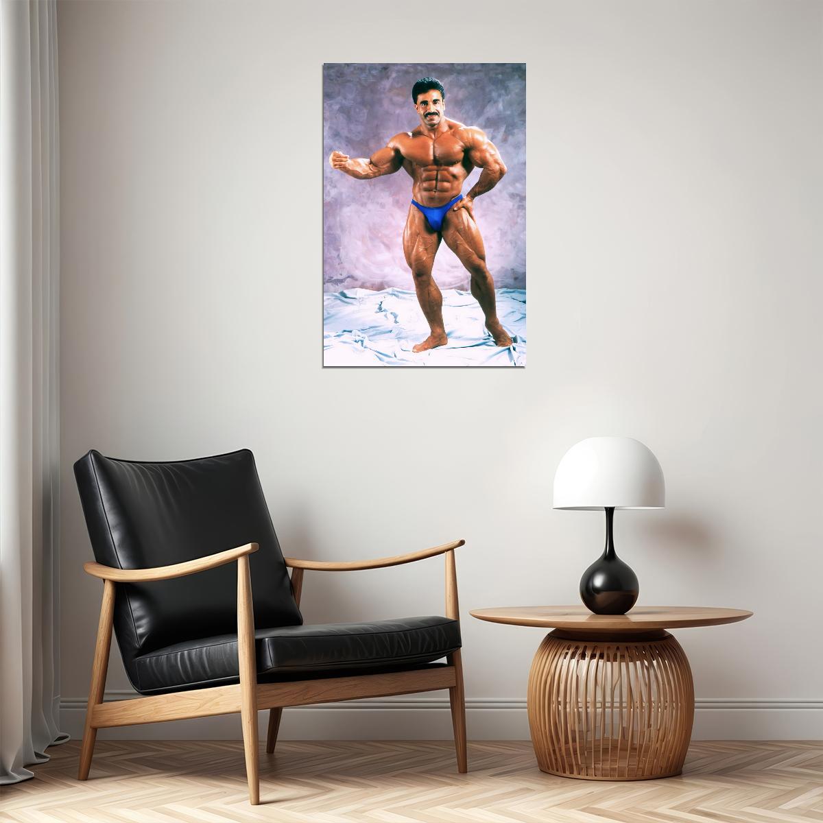 Samir Bannout Posing Famous Oldschool Bodybuilder Poster Bodybuilding Workout HD Photo Print Inspirational Gym Decor Athletes Icon Wall Art Weightlifting Artwork