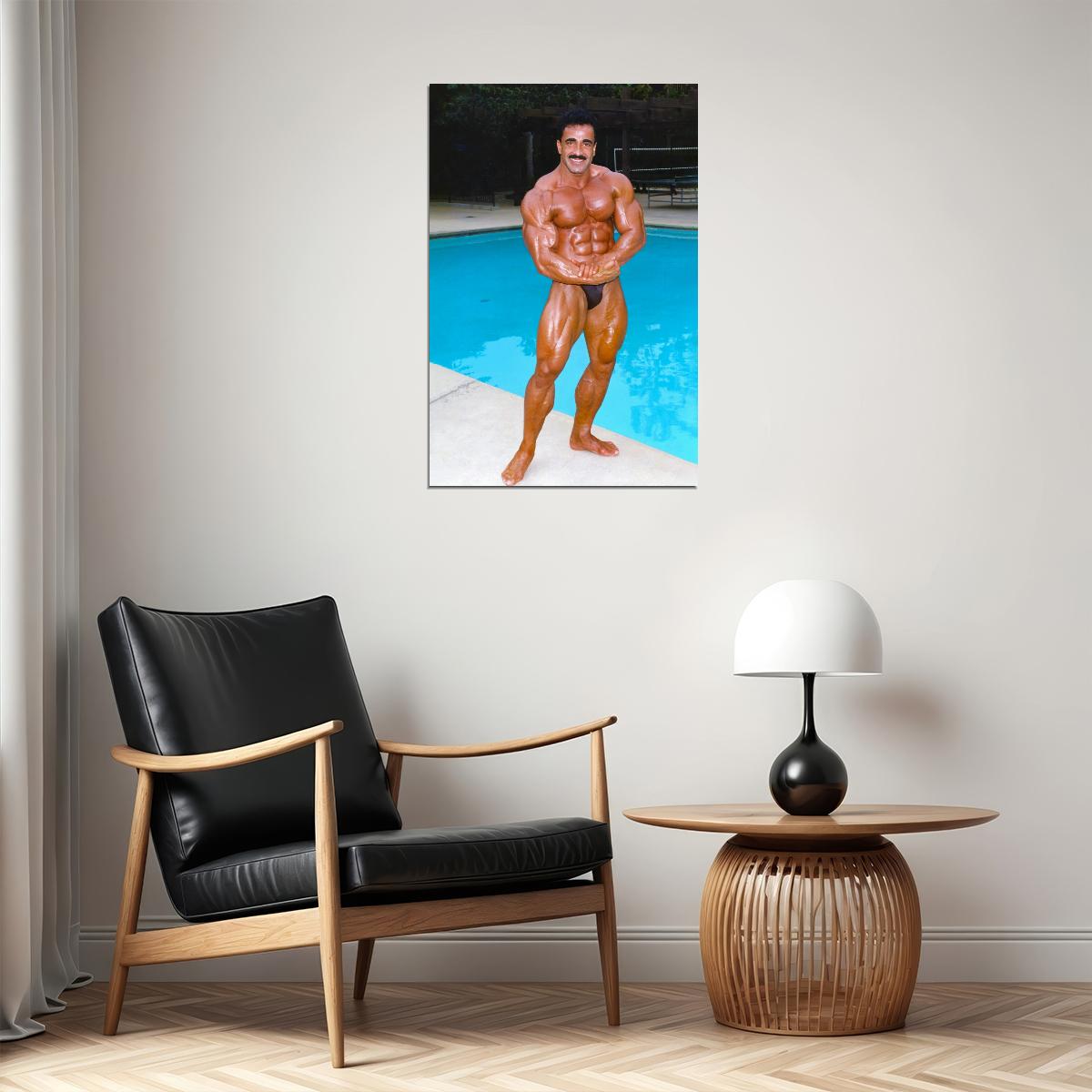 Samir Bannout Posing Famous Oldschool Bodybuilder Poster Bodybuilding Workout HD Photo Print Inspirational Gym Decor Athletes Icon Wall Art Weightlifting Artwork