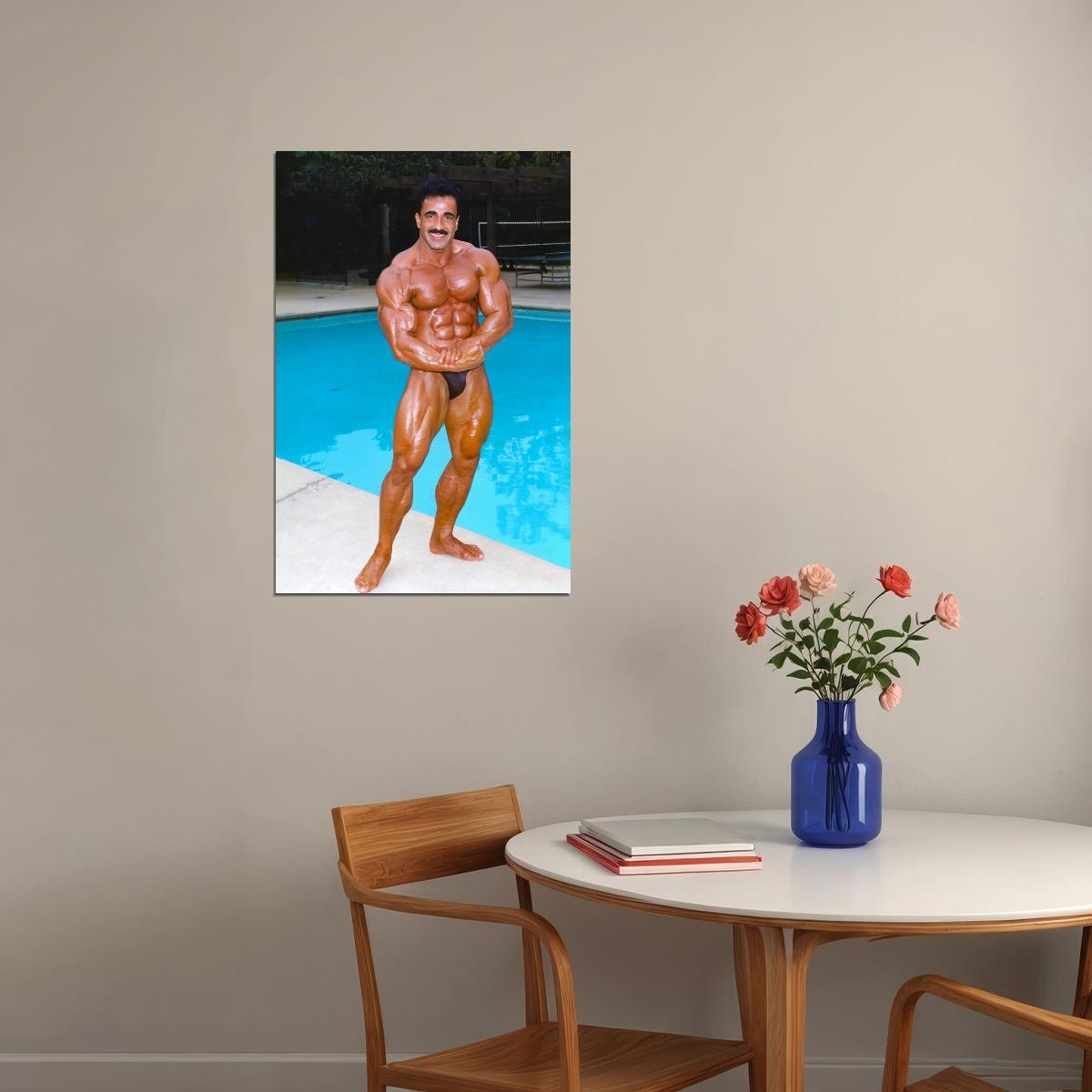 Samir Bannout Posing Famous Oldschool Bodybuilder Poster Bodybuilding Workout HD Photo Print Inspirational Gym Decor Athletes Icon Wall Art Weightlifting Artwork