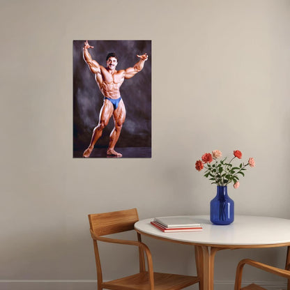 Samir Bannout Posing Famous Oldschool Bodybuilder Poster Bodybuilding Workout HD Photo Print Motivational Gym Decor Athletes Icon Wall Art Weightlifting Artwork