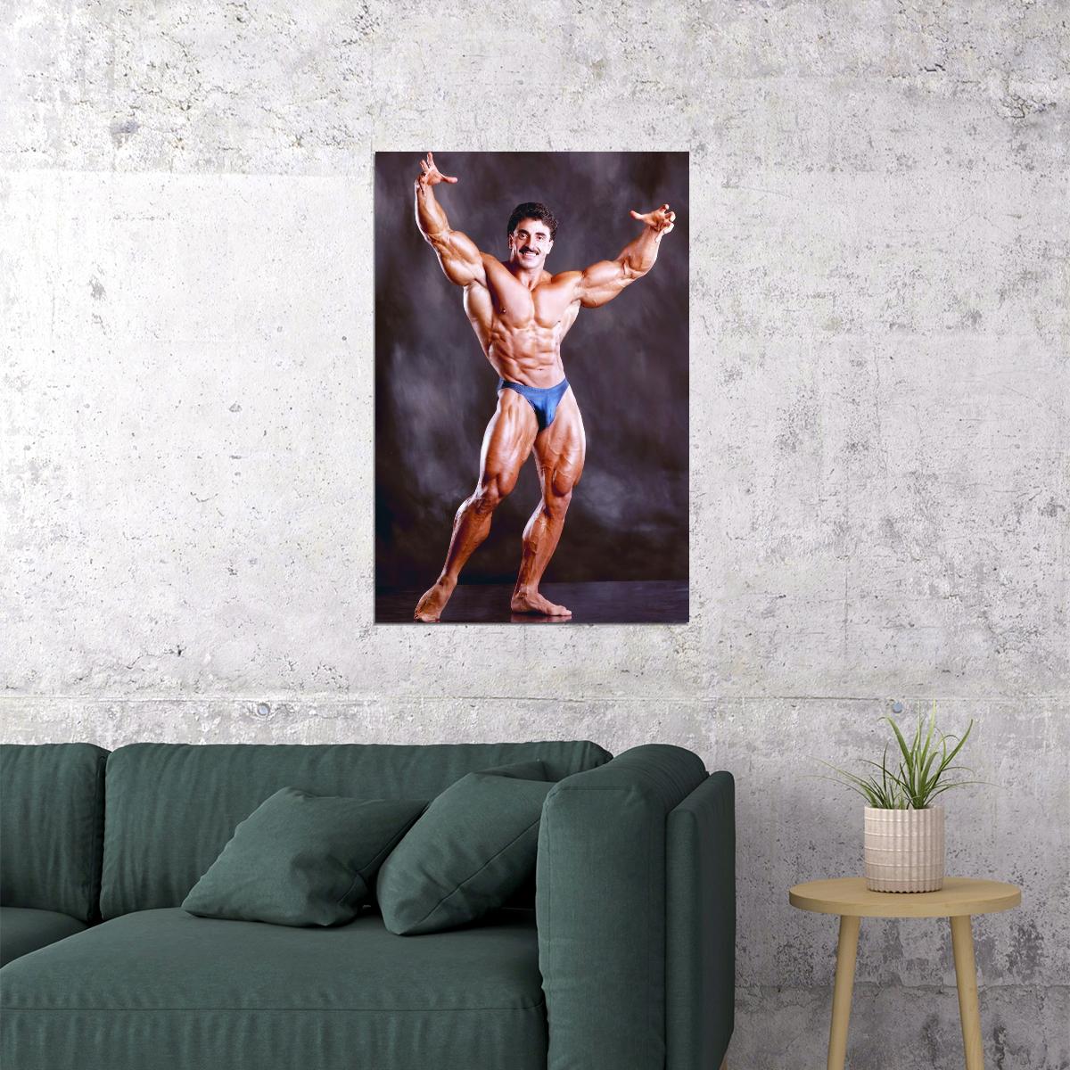 Samir Bannout Posing Famous Oldschool Bodybuilder Poster Bodybuilding Workout HD Photo Print Motivational Gym Decor Athletes Icon Wall Art Weightlifting Artwork