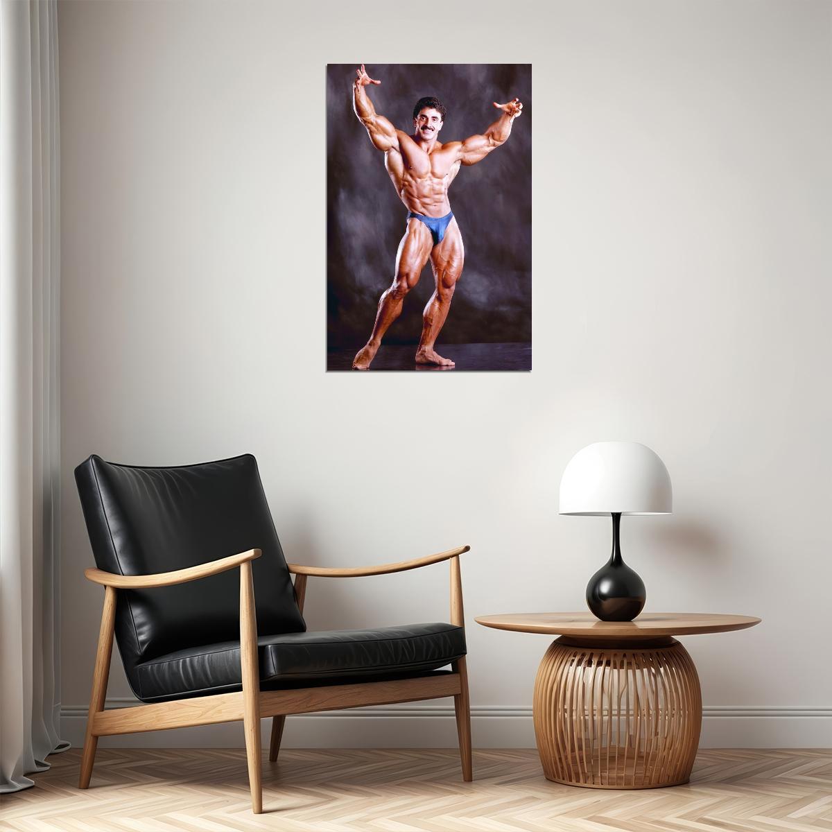 Samir Bannout Posing Famous Oldschool Bodybuilder Poster Bodybuilding Workout HD Photo Print Motivational Gym Decor Athletes Icon Wall Art Weightlifting Artwork