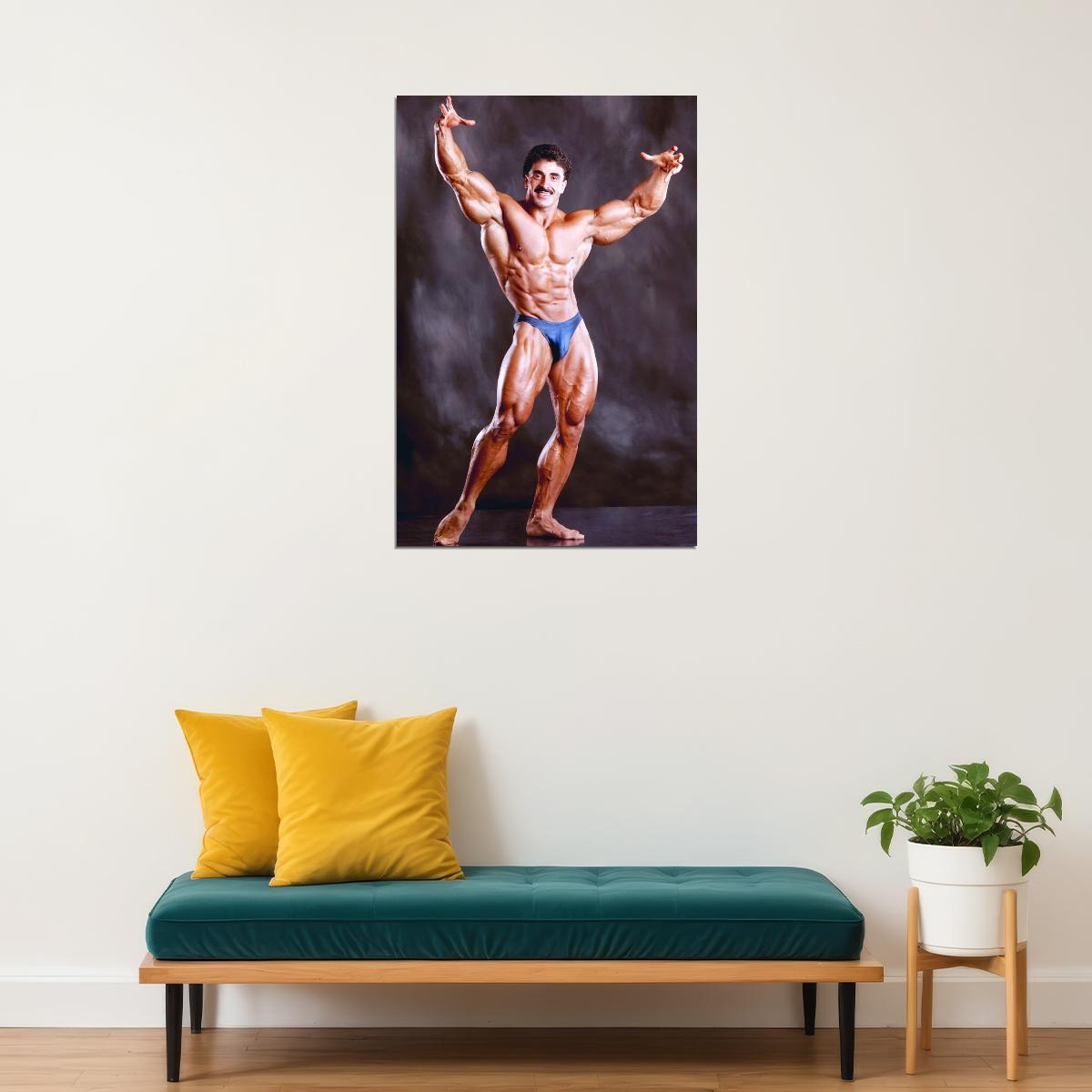 Samir Bannout Posing Famous Oldschool Bodybuilder Poster Bodybuilding Workout HD Photo Print Motivational Gym Decor Athletes Icon Wall Art Weightlifting Artwork