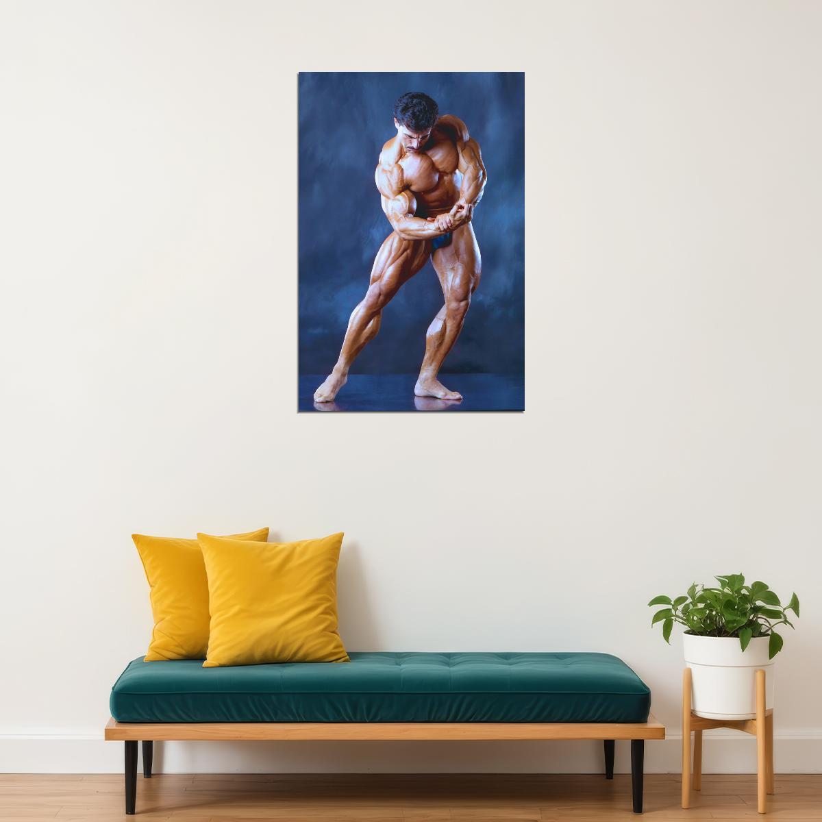 Samir Bannout Posing Famous Oldschool Bodybuilder Poster Bodybuilding Workout HD Photo Print Inspirational Gym Decor Athletes Icon Wall Art Weightlifting Artwork
