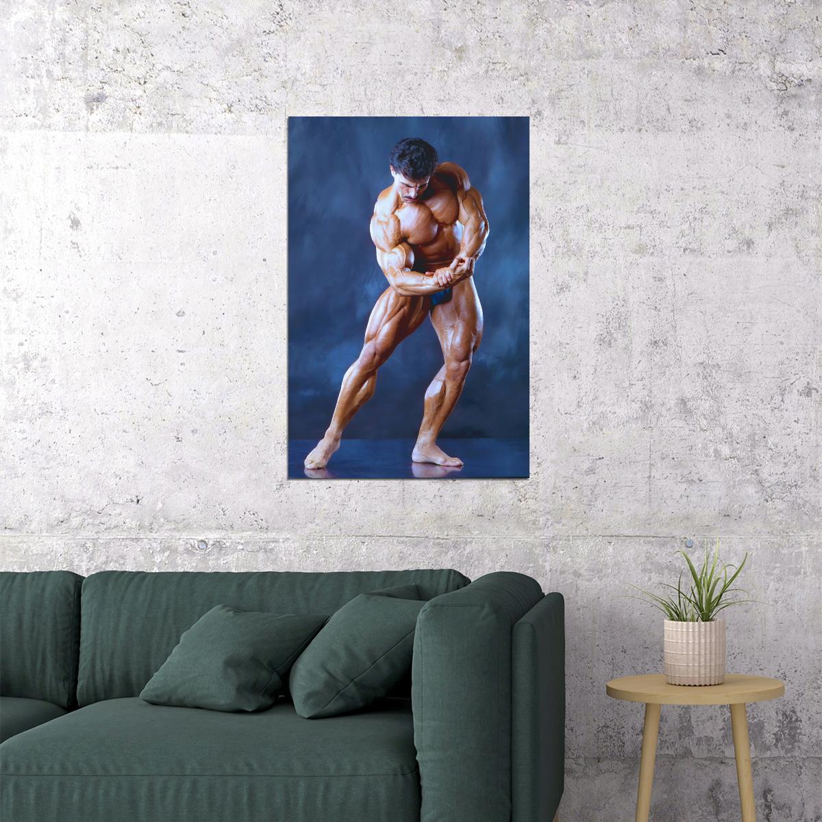 Samir Bannout Posing Famous Oldschool Bodybuilder Poster Bodybuilding Workout HD Photo Print Inspirational Gym Decor Athletes Icon Wall Art Weightlifting Artwork