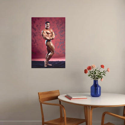 Samir Bannout Side Chest Posing Famous Oldschool Bodybuilder Poster Bodybuilding Workout HD Photo Print Motivational Gym Decor Athletes Icon Wall Art Weightlifting Artwork