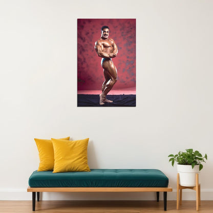 Samir Bannout Side Chest Posing Famous Oldschool Bodybuilder Poster Bodybuilding Workout HD Photo Print Motivational Gym Decor Athletes Icon Wall Art Weightlifting Artwork