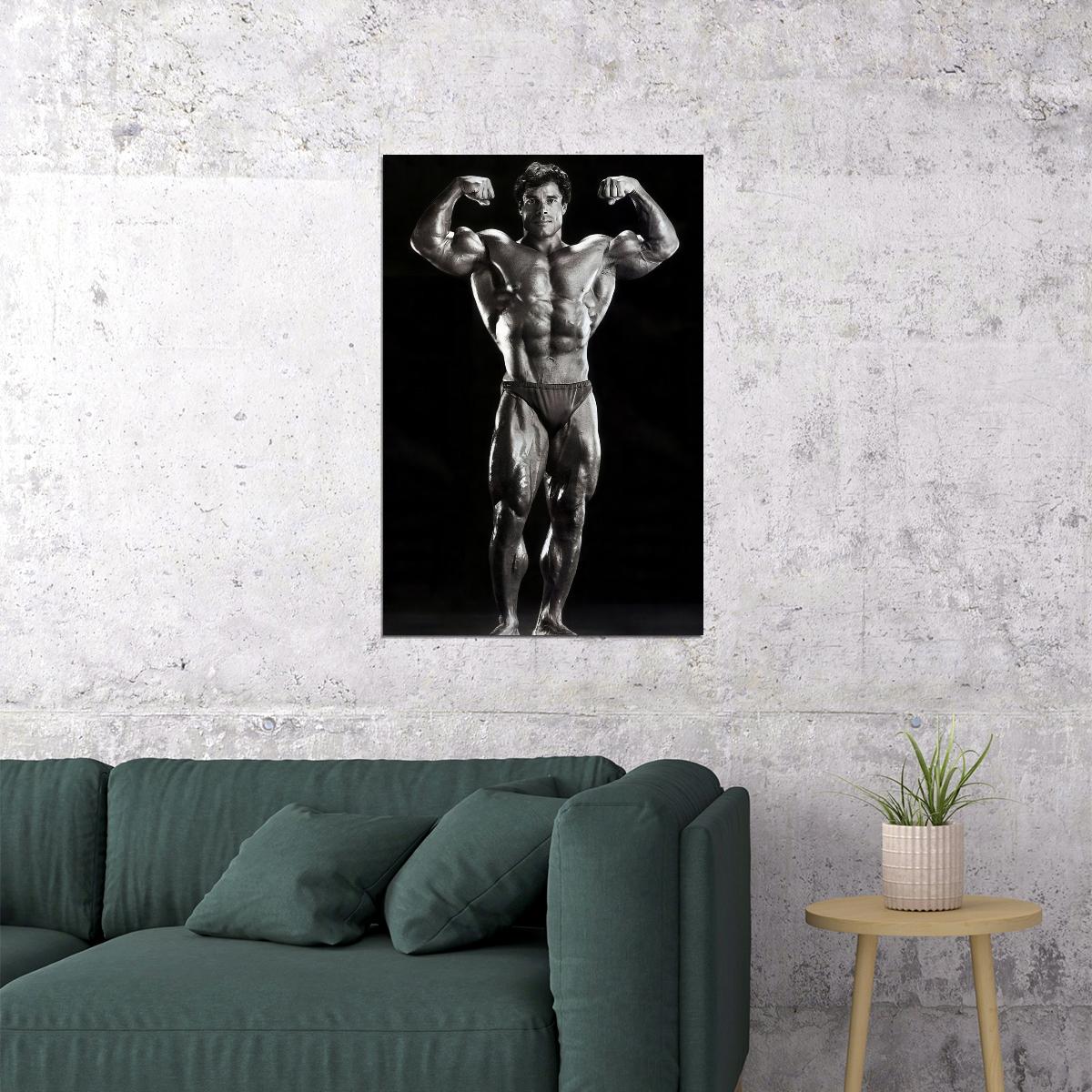 Franco Columbu Front Double Biceps Olympia Pose Black And White Famous Oldschool Bodybuilder Poster Bodybuilding Workout HD Photo Print Motivational Gym Decor Athletes Wall Art - xonomax