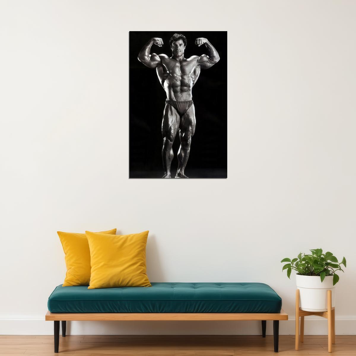 Franco Columbu Front Double Biceps Olympia Pose Black And White Famous Oldschool Bodybuilder Poster Bodybuilding Workout HD Photo Print Motivational Gym Decor Athletes Wall Art - xonomax