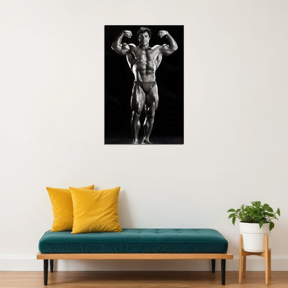 Franco Columbu Front Double Biceps Olympia Pose Black And White Famous Oldschool Bodybuilder Poster Bodybuilding Workout HD Photo Print Motivational Gym Decor Athletes Wall Art - xonomax