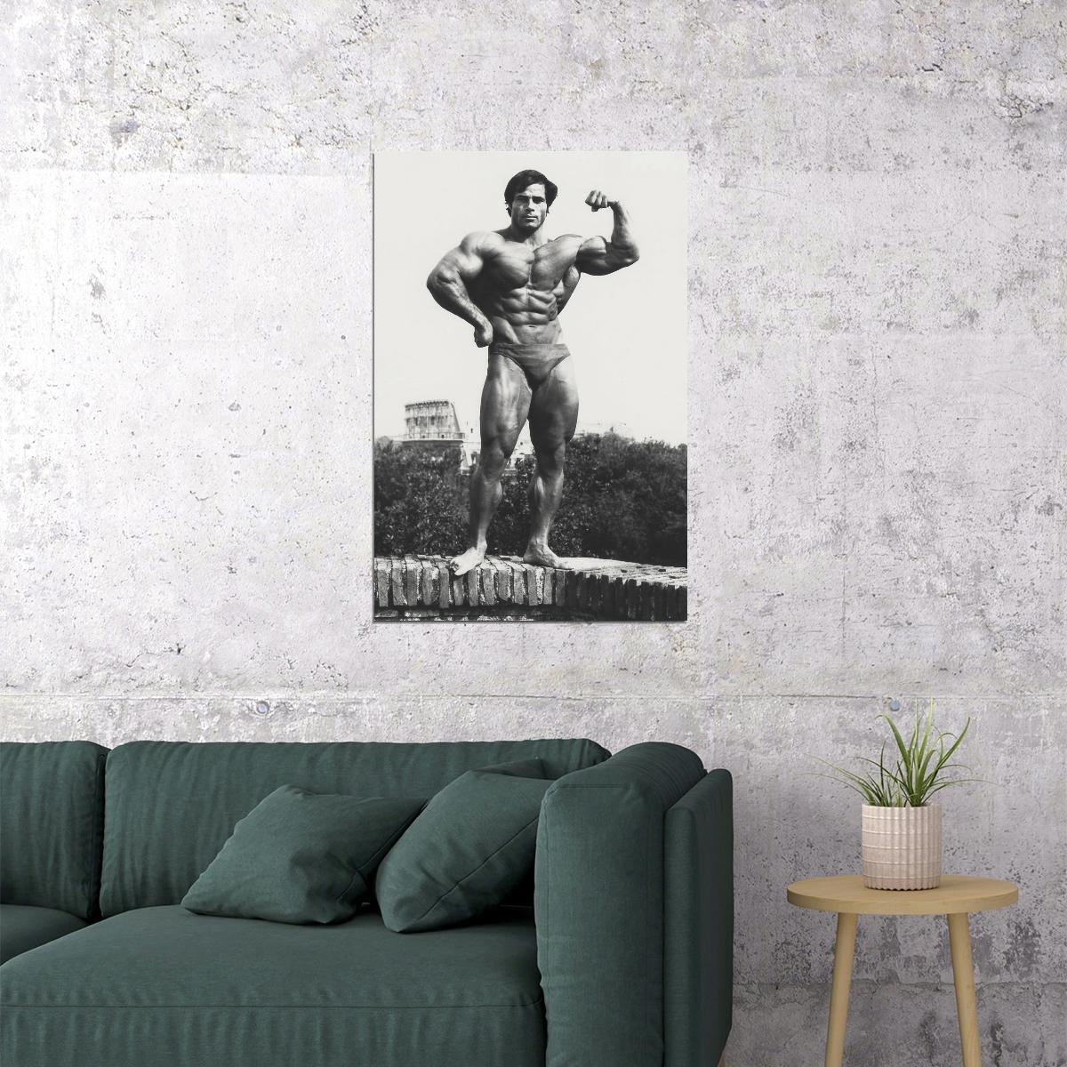 Franco Columbu Posing Black And White Famous Oldschool Bodybuilder Poster Bodybuilding Workout HD Photo Print Inspirational Gym Decor Athletes Icon Wall Art Weightlifting Artwork