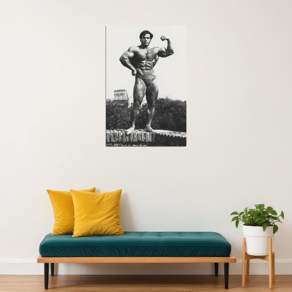 Franco Columbu Posing Black And White Famous Oldschool Bodybuilder Poster Bodybuilding Workout HD Photo Print Inspirational Gym Decor Athletes Icon Wall Art Weightlifting Artwork