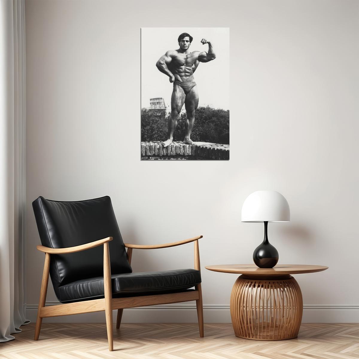 Franco Columbu Posing Black And White Famous Oldschool Bodybuilder Poster Bodybuilding Workout HD Photo Print Inspirational Gym Decor Athletes Icon Wall Art Weightlifting Artwork