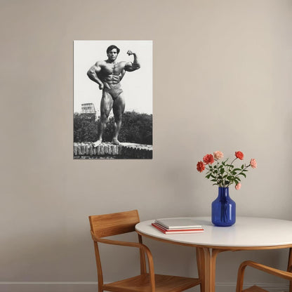 Franco Columbu Posing Black And White Famous Oldschool Bodybuilder Poster Bodybuilding Workout HD Photo Print Inspirational Gym Decor Athletes Icon Wall Art Weightlifting Artwork