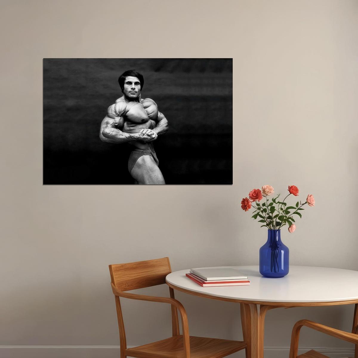 Franco Columbu Side Chest Pose Black And White Famous Oldschool Bodybuilder Poster Bodybuilding Workout HD Photo Print Motivational Gym Decor Athletes Icon Wall Art - xonomax