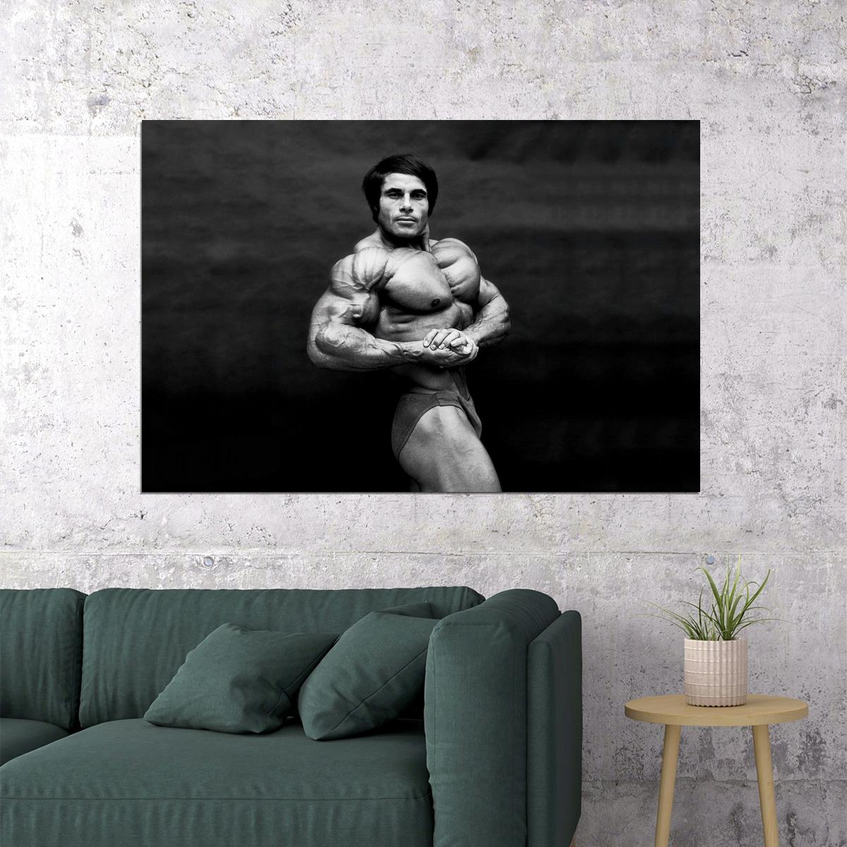 Franco Columbu Side Chest Pose Black And White Famous Oldschool Bodybuilder Poster Bodybuilding Workout HD Photo Print Motivational Gym Decor Athletes Icon Wall Art - xonomax