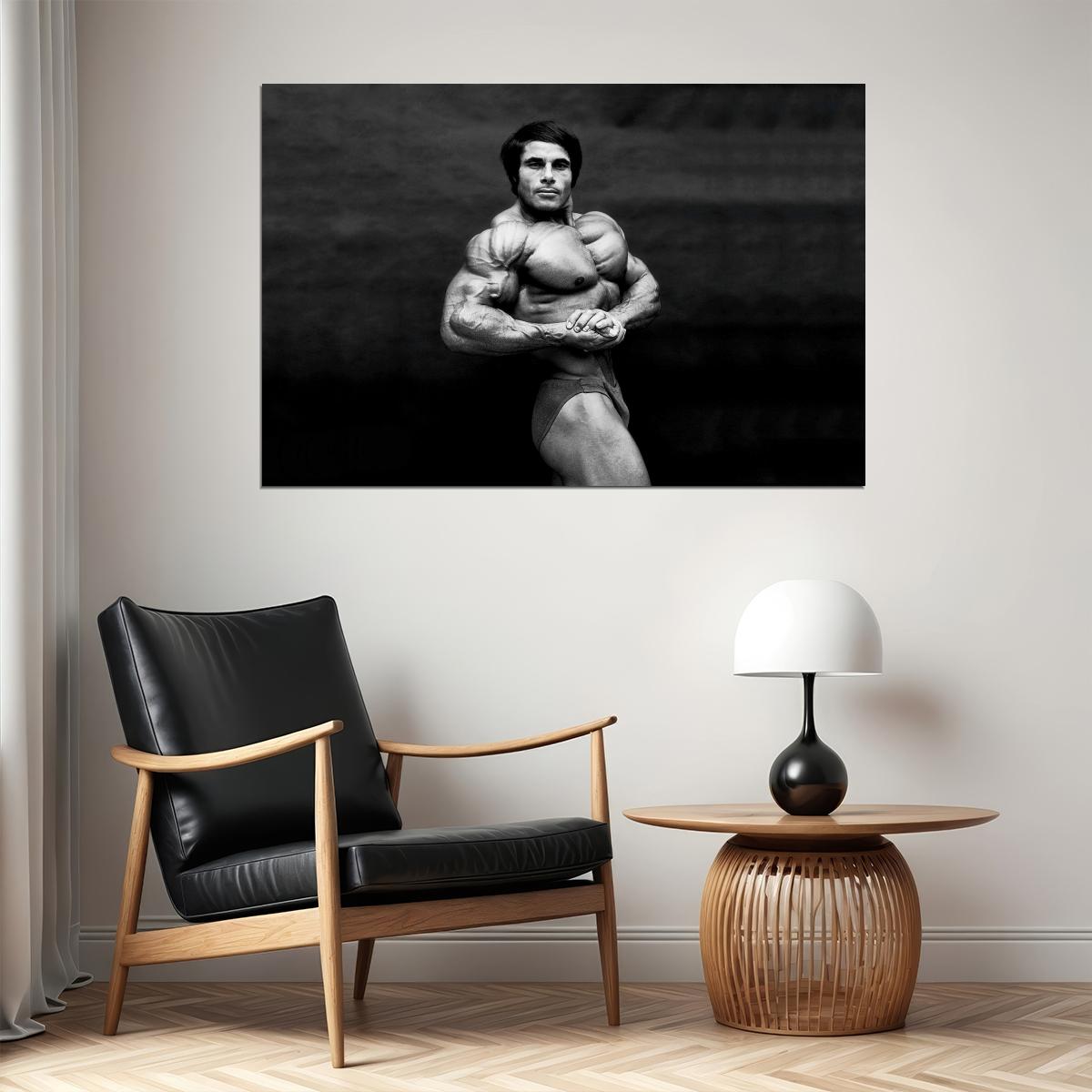 Franco Columbu Side Chest Pose Black And White Famous Oldschool Bodybuilder Poster Bodybuilding Workout HD Photo Print Motivational Gym Decor Athletes Icon Wall Art - xonomax