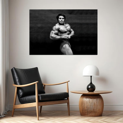 Franco Columbu Side Chest Pose Black And White Famous Oldschool Bodybuilder Poster Bodybuilding Workout HD Photo Print Motivational Gym Decor Athletes Icon Wall Art - xonomax