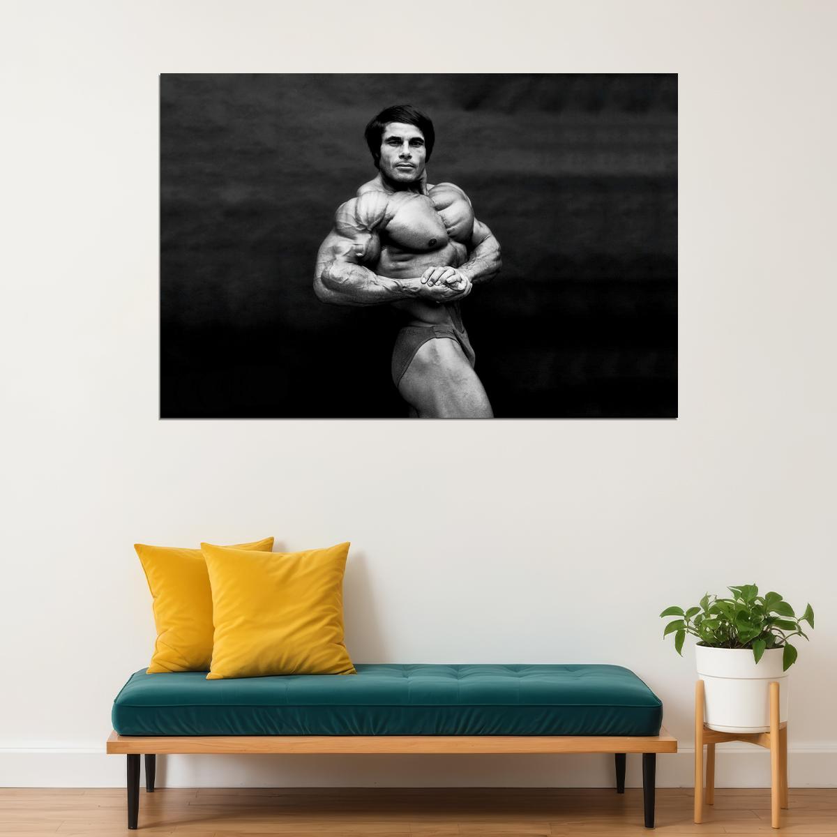 Franco Columbu Side Chest Pose Black And White Famous Oldschool Bodybuilder Poster Bodybuilding Workout HD Photo Print Motivational Gym Decor Athletes Icon Wall Art - xonomax