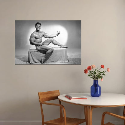 Larry Scott Black And White Famous Oldschool Bodybuilder Poster Bodybuilding Workout HD Photo Print Inspirational Gym Decor Athletes Icon Wall Art Weightlifting Artwork - xonomax