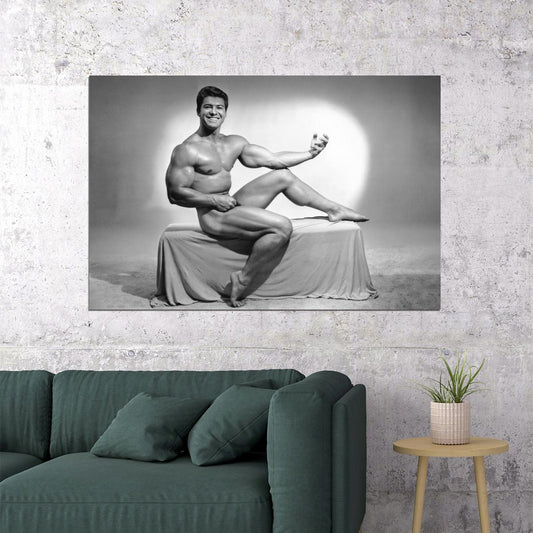Larry Scott Black And White Famous Oldschool Bodybuilder Poster Bodybuilding Workout HD Photo Print Inspirational Gym Decor Athletes Icon Wall Art Weightlifting Artwork - xonomax