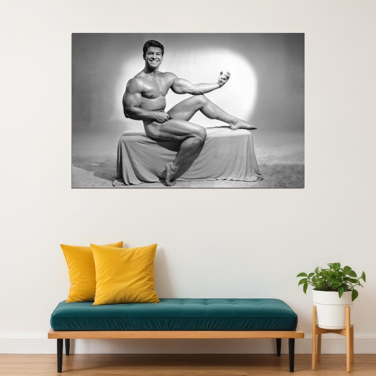 Larry Scott Black And White Famous Oldschool Bodybuilder Poster Bodybuilding Workout HD Photo Print Inspirational Gym Decor Athletes Icon Wall Art Weightlifting Artwork - xonomax