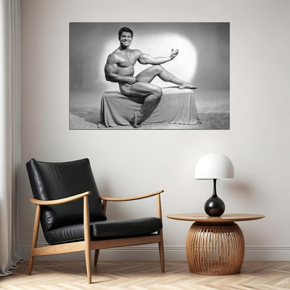 Larry Scott Black And White Famous Oldschool Bodybuilder Poster Bodybuilding Workout HD Photo Print Inspirational Gym Decor Athletes Icon Wall Art Weightlifting Artwork - xonomax