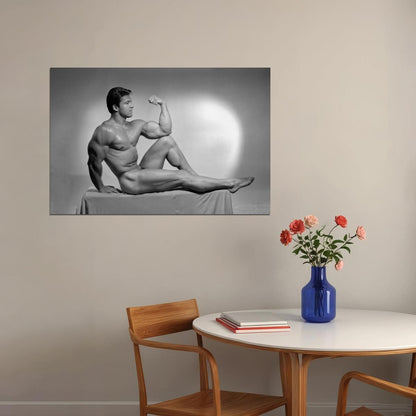 Larry Scott Pose Black And White Famous Oldschool Bodybuilder Poster Bodybuilding Workout HD Photo Print Inspirational Gym Decor Athletes Icon Wall Art Weightlifting Artwork - xonomax