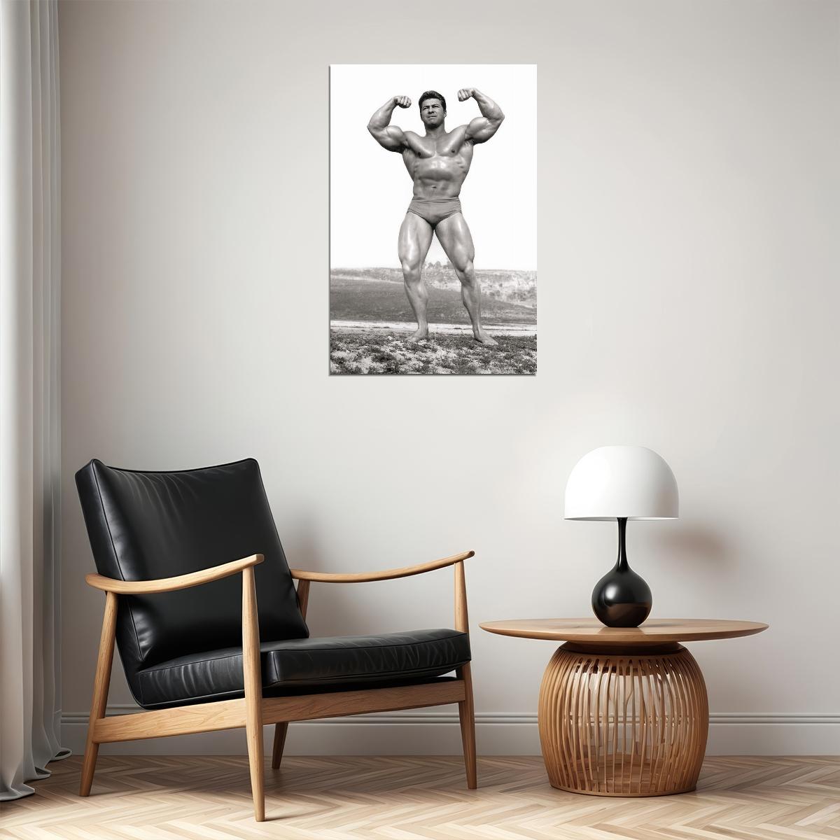 Larry Scott Posing Black And White Famous Oldschool Bodybuilder Poster Bodybuilding Workout HD Photo Print Motivational Gym Decor Athletes Icon Wall Art Weightlifting Artwork - xonomax