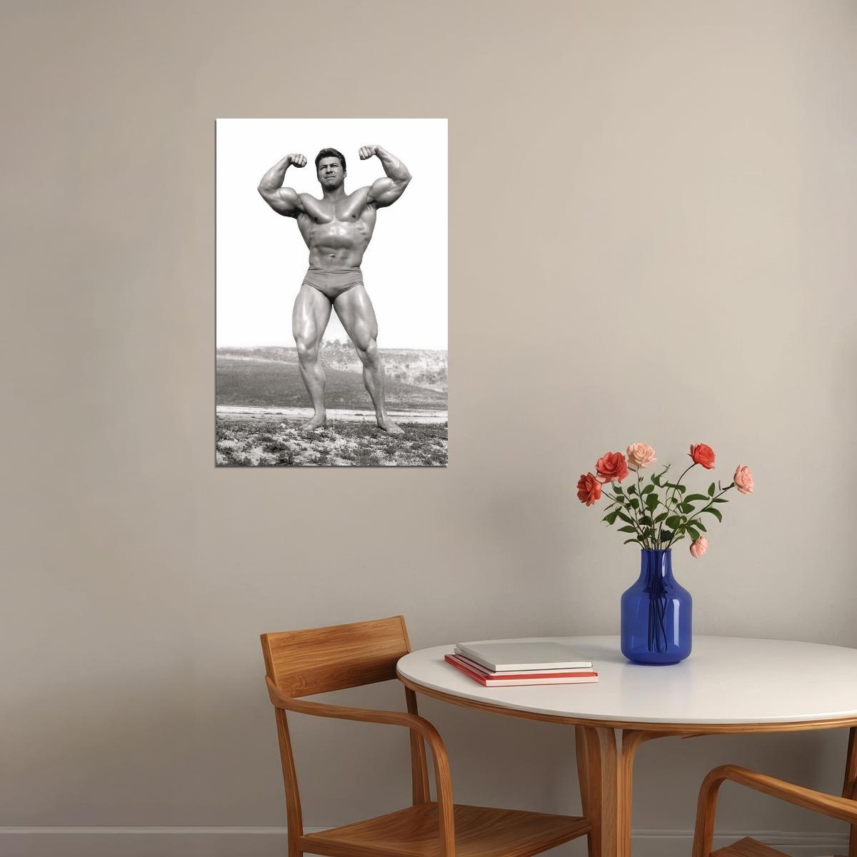 Larry Scott Posing Black And White Famous Oldschool Bodybuilder Poster Bodybuilding Workout HD Photo Print Motivational Gym Decor Athletes Icon Wall Art Weightlifting Artwork - xonomax