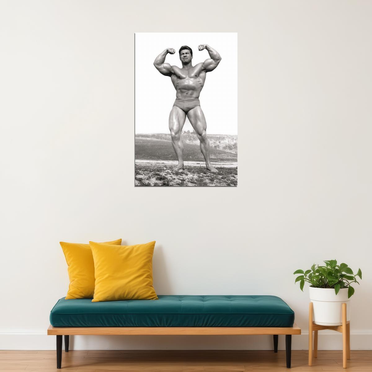 Larry Scott Posing Black And White Famous Oldschool Bodybuilder Poster Bodybuilding Workout HD Photo Print Motivational Gym Decor Athletes Icon Wall Art Weightlifting Artwork - xonomax