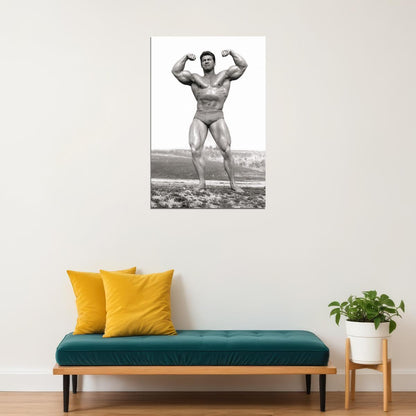 Larry Scott Posing Black And White Famous Oldschool Bodybuilder Poster Bodybuilding Workout HD Photo Print Motivational Gym Decor Athletes Icon Wall Art Weightlifting Artwork - xonomax