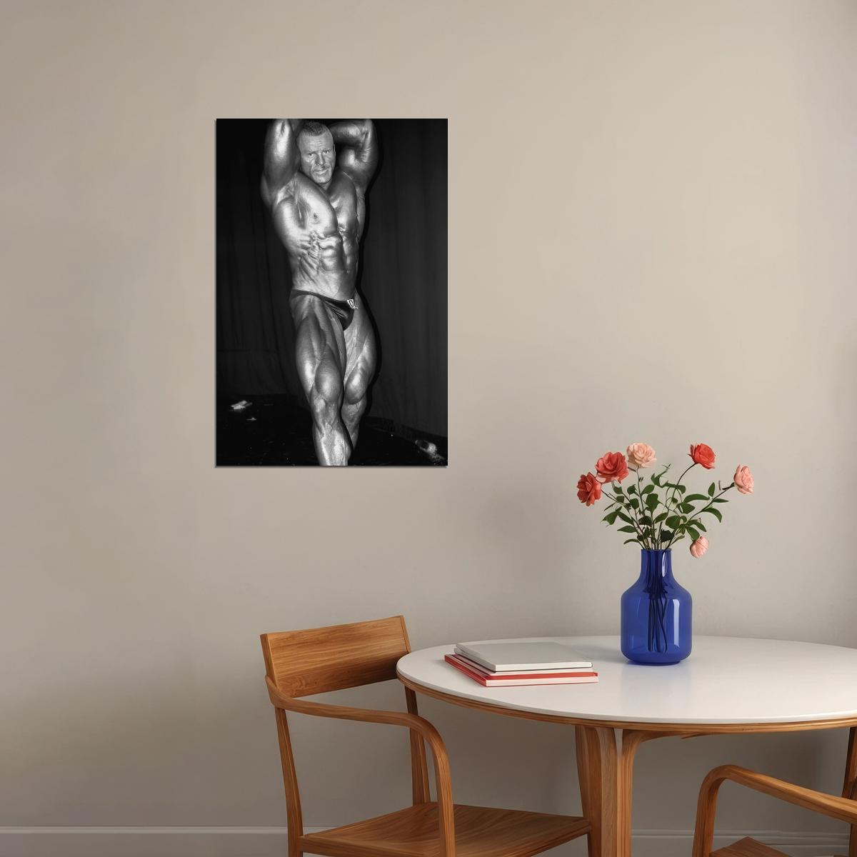 Eddy Ellwood Abdominals and Thighs Olympia Pose Black And White Bodybuilder Poster Bodybuilding Workout HD Photo Print Inspirational Gym Decor Athletes Icon Wall Art - xonomax
