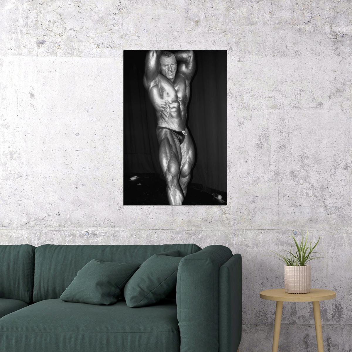 Eddy Ellwood Abdominals and Thighs Olympia Pose Black And White Bodybuilder Poster Bodybuilding Workout HD Photo Print Inspirational Gym Decor Athletes Icon Wall Art - xonomax