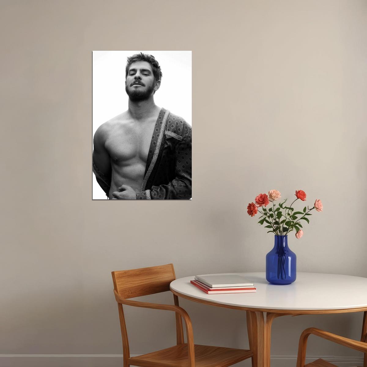 Andrew Garfield Black and White Photo Print Shirtless Celebrity Poster Hollywood Handsome Man Wall Art Stylish Male Model Aesthetic Wall Decor - xonomax