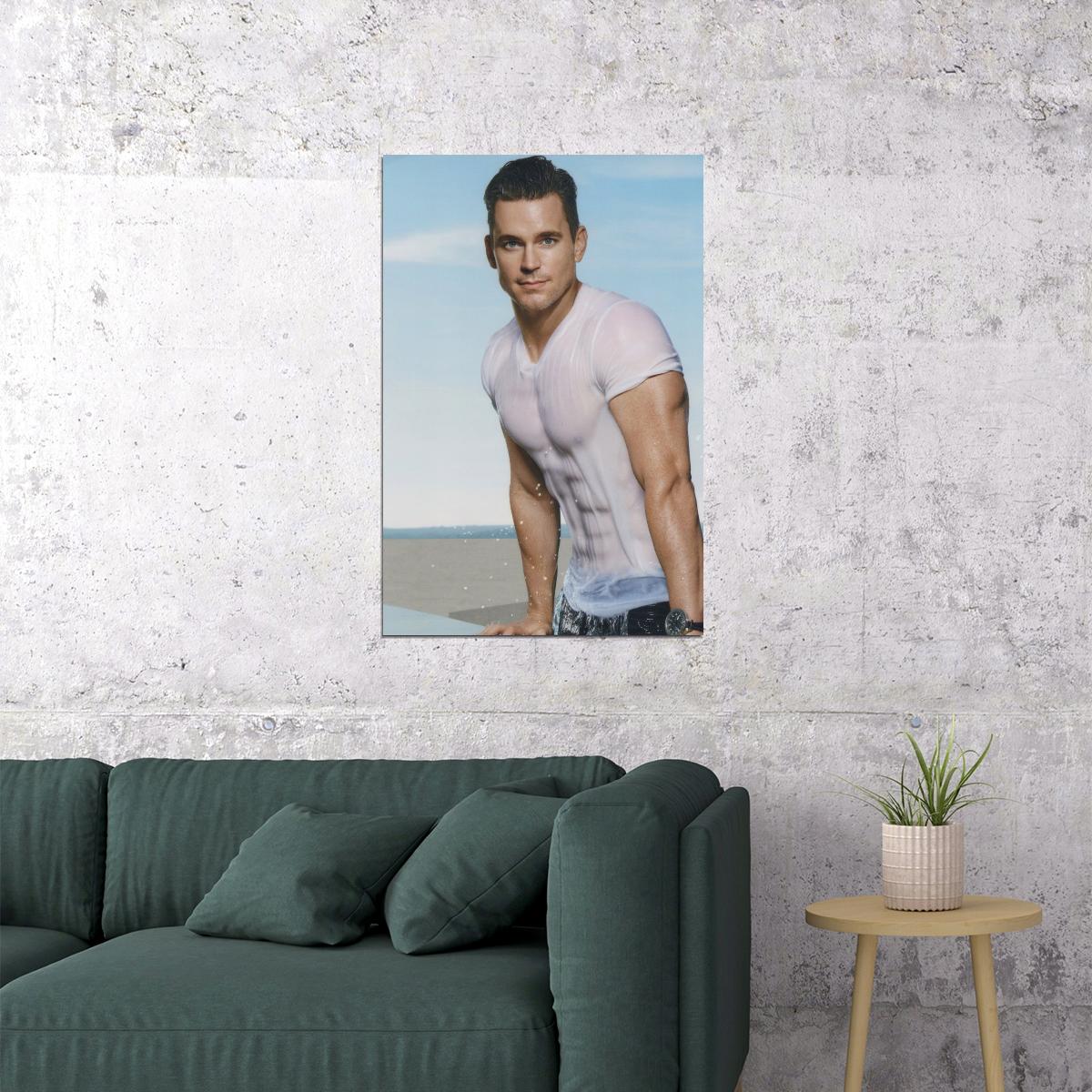 Matt Bomer Sexy Photo Print Gay Icon Poster Shirtless Hollywood Celebrity Handsome Man Wall Art Wet T-Shirt Aesthetic Male Model Decor for Bedroom Living Room - xonomax