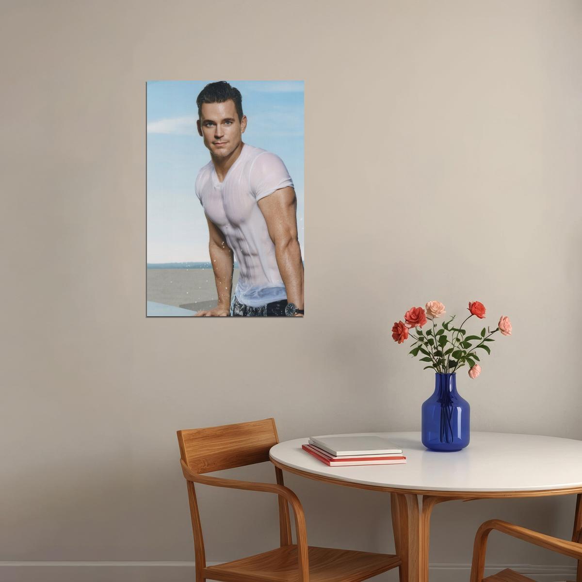 Matt Bomer Sexy Photo Print Gay Icon Poster Shirtless Hollywood Celebrity Handsome Man Wall Art Wet T-Shirt Aesthetic Male Model Decor for Bedroom Living Room - xonomax