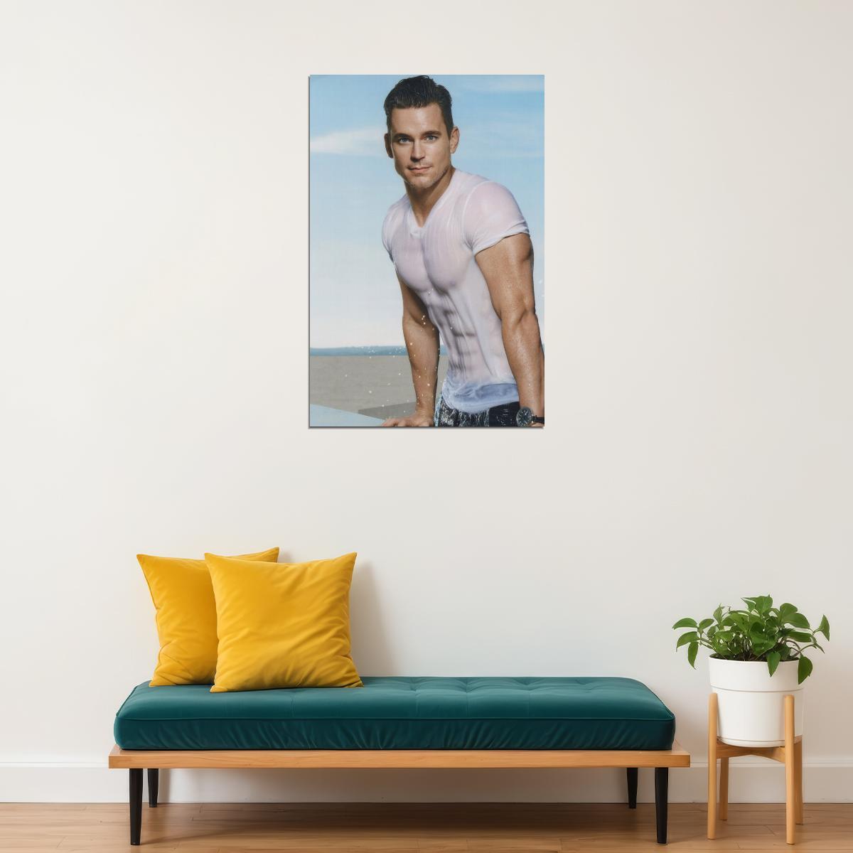 Matt Bomer Sexy Photo Print Gay Icon Poster Shirtless Hollywood Celebrity Handsome Man Wall Art Wet T-Shirt Aesthetic Male Model Decor for Bedroom Living Room - xonomax