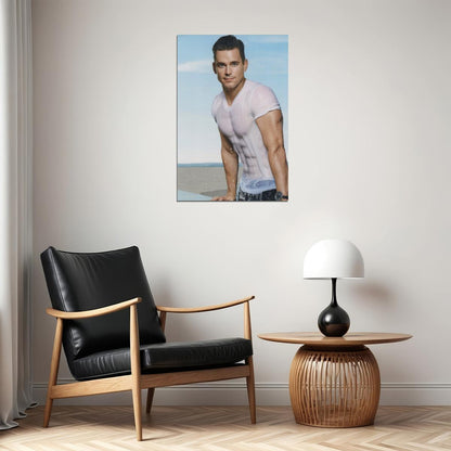 Matt Bomer Sexy Photo Print Gay Icon Poster Shirtless Hollywood Celebrity Handsome Man Wall Art Wet T-Shirt Aesthetic Male Model Decor for Bedroom Living Room - xonomax
