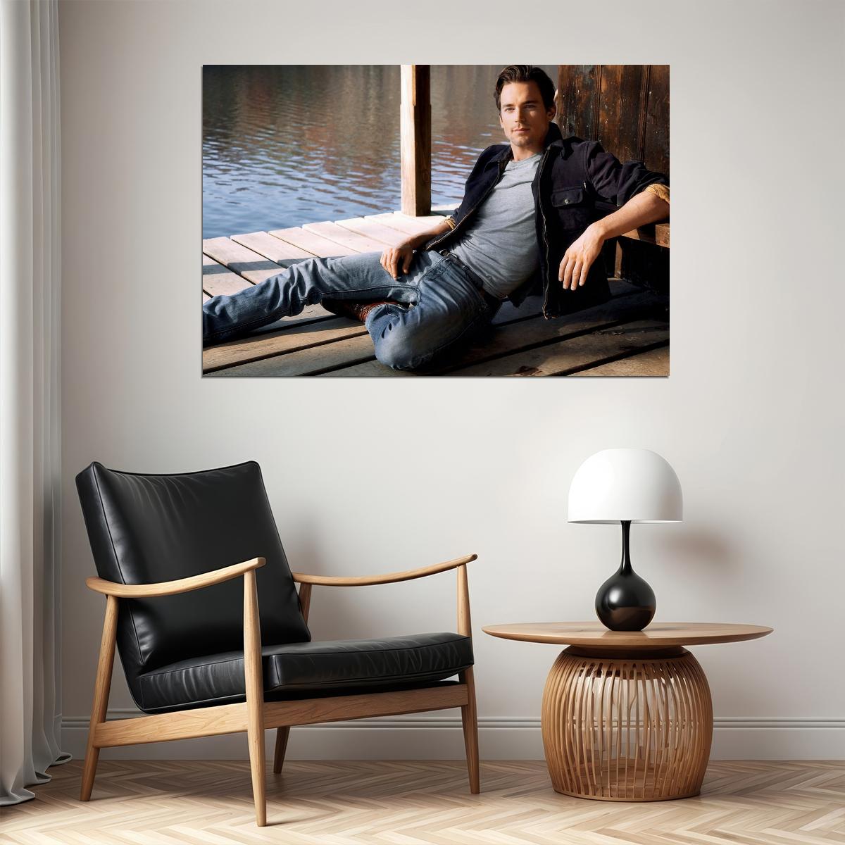 Matt Bomer Casual Photo Print Hollywood Celebrity Poster Handsome Man Wall Art Relaxed Male Model Aesthetic Decor for Bedroom Living Room - xonomax