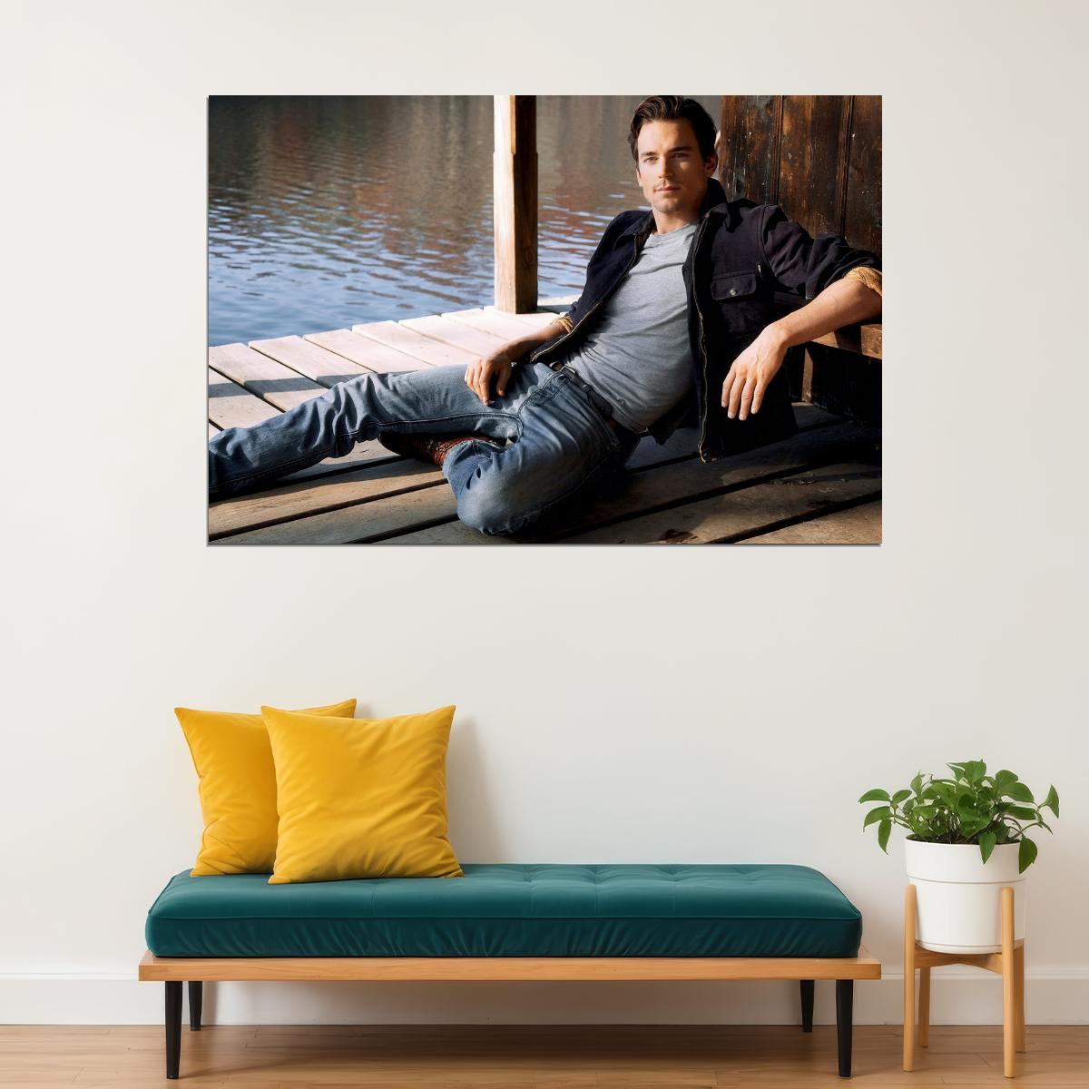 Matt Bomer Casual Photo Print Hollywood Celebrity Poster Handsome Man Wall Art Relaxed Male Model Aesthetic Decor for Bedroom Living Room - xonomax