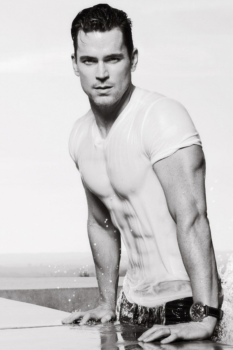 Matt Bomer Black and White Photo Print Shirtless Celebrity Poster Hollywood Handsome Man Wall Art Classic Male Aesthetic Decor for Bedroom Office - xonomax
