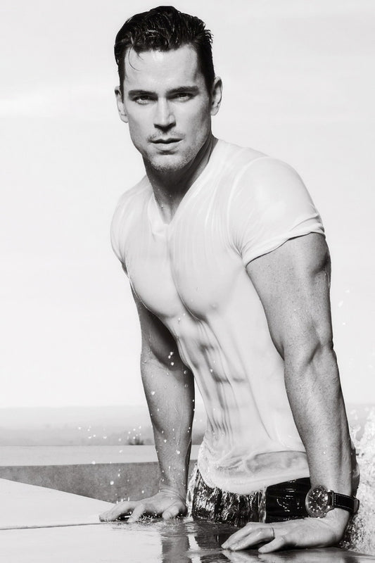 Matt Bomer Black and White Photo Print Shirtless Celebrity Poster Hollywood Handsome Man Wall Art Classic Male Aesthetic Decor for Bedroom Office - xonomax