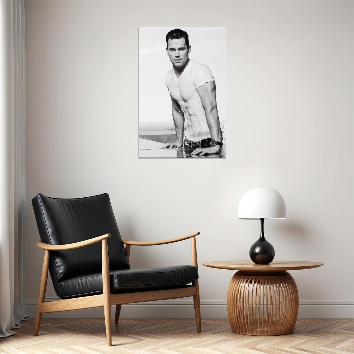 Matt Bomer Black and White Photo Print Shirtless Celebrity Poster Hollywood Handsome Man Wall Art Classic Male Aesthetic Decor for Bedroom Office - xonomax