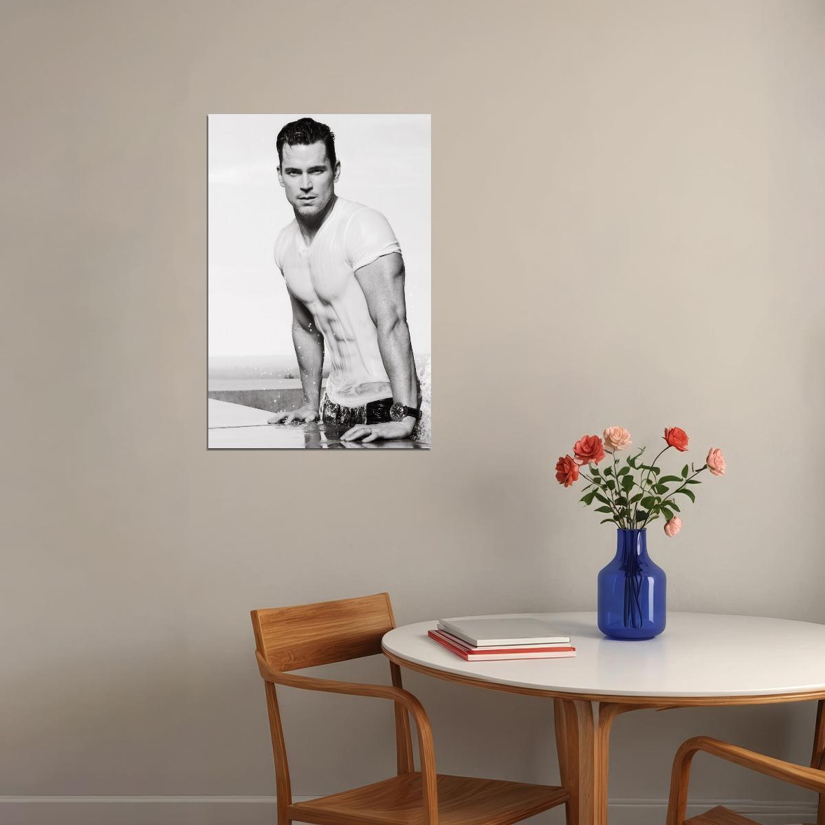 Matt Bomer Black and White Photo Print Shirtless Celebrity Poster Hollywood Handsome Man Wall Art Classic Male Aesthetic Decor for Bedroom Office - xonomax