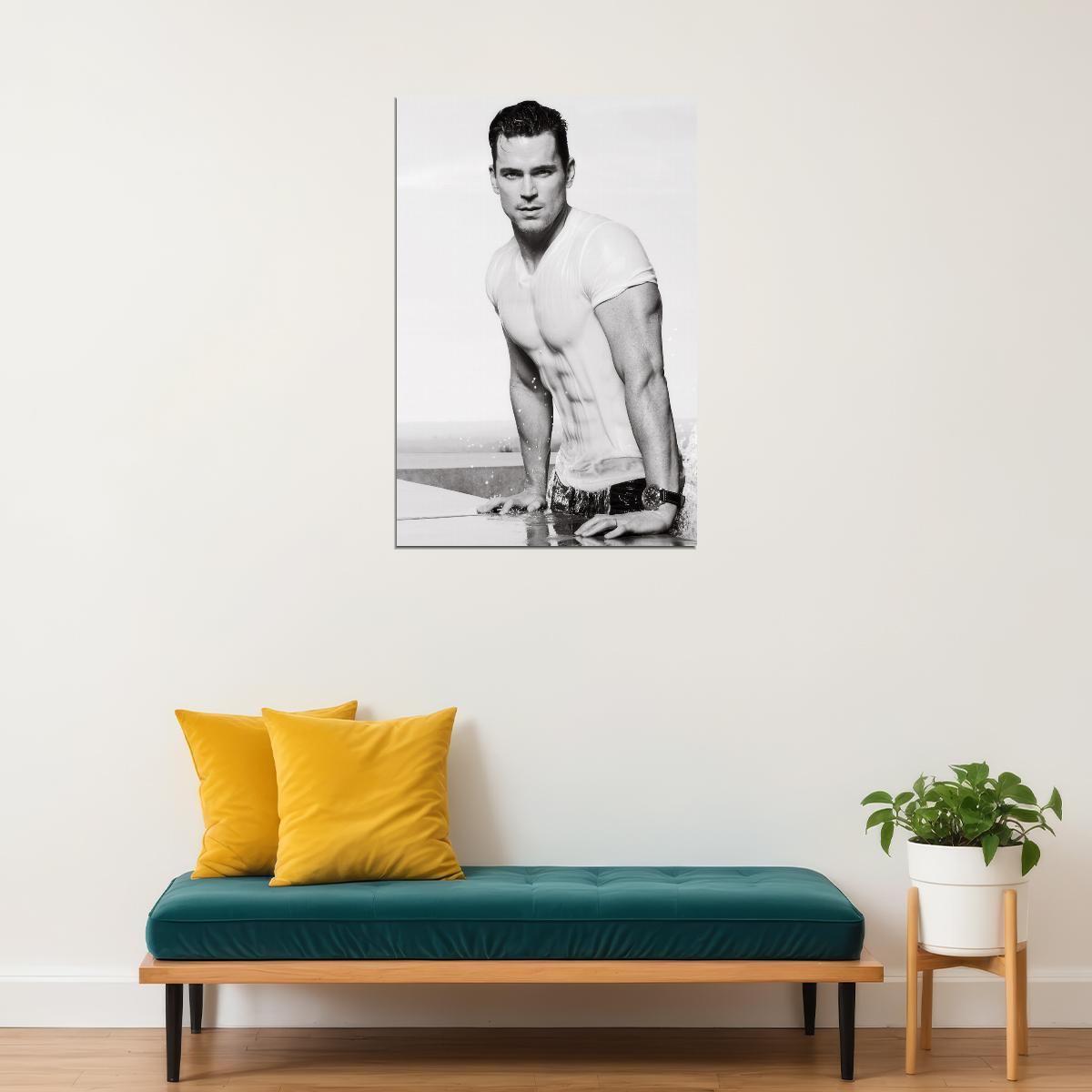 Matt Bomer Black and White Photo Print Shirtless Celebrity Poster Hollywood Handsome Man Wall Art Classic Male Aesthetic Decor for Bedroom Office - xonomax